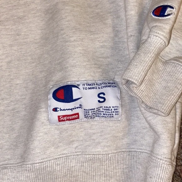 SUPREME for CHAMPION Sweat/S/Cotton/Gray/3D Metallic Crewneck - Picture 4 of 6